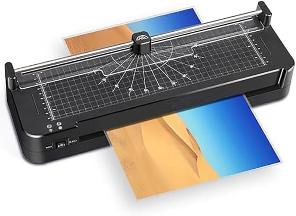 A3 Thermal Laminator Machine Multifunctional with Trimmer, Punch, Corner Rounder – Perfect for Home, Office, School.
