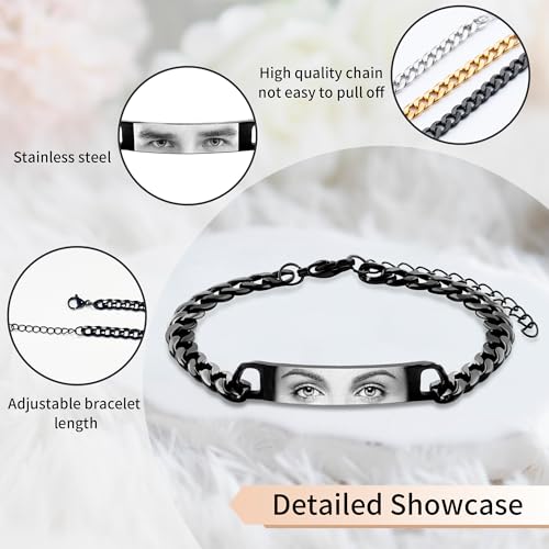 Easycosy Custom Bracelet for Men - Unique Personalized Couple Matching Bracelets Engraved Lover's Eye Gifts for Valentine's, Anniversary, Birthday4