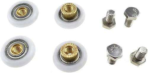 HAHIYO Ruedas para puerta de ducha de 0.906 in de diámetro, rodillos de nailon suaves y resistentes de fácil instalación, rodamientos de bolas,