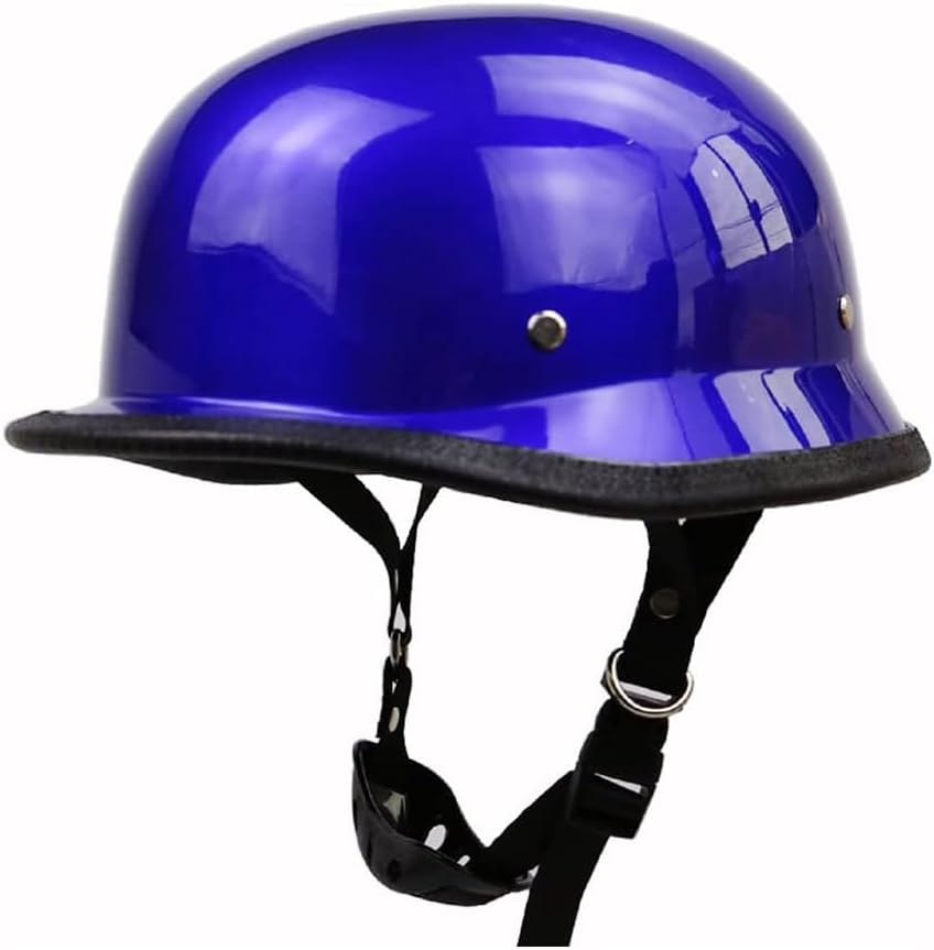 Half Helmet Novelty Skull Cap for Men Women German Style, Adult Open Face Motorcycle Helmets Blue, Retro Black/Red/Blue Half Face Helmet DOT Approved Crusier Moped Scooter
