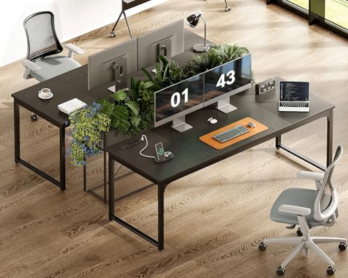Image of Coleshome 71 Inch Computer Desk with USB Ports, Large Office Desk, Long Study Student Writing Desk, Black
