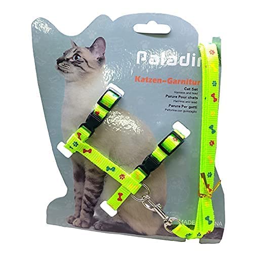Woofy Cat Harness Leash Nylon Set for Cat Rabbit Kitten and Small Pet Nylon Harness Strap Collar/Cat Training Leash Lead (Bone PAW Print) (Green) (B0BDZTDDN9) Amazon Price History, Amazon Price Tracker