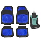 FH Group Trimmable Metallic Floor Mats Full Set - Universal Fit for Cars Trucks and SUVs (Blue /...