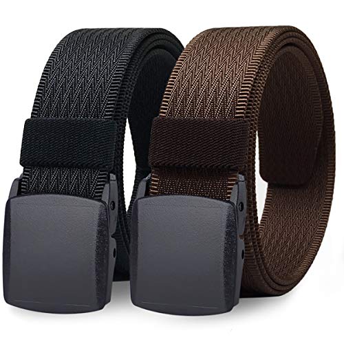 Image of WYuZe Mens Nylon Web Belt No Metal Nickel-Free Military Tactical Hiking Belt