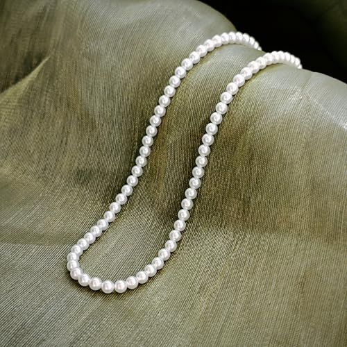 Image of Zeffy Pearl Necklace 4MM /6MM /8MM Dainty Round Imitation Pearl Choker Necklace Wedding Pearl Necklace Delicate Jewelry for Women Simple Bridesmaid Jewelry Gifts