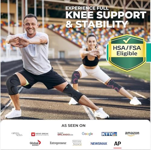 Modvel 2 Pack Knee Brace for Women & Men - Workout Knees Compression Sleeve for Knee Pain Relief Joint Support for ACL, Arthritis, Meniscus Tear Knees Brace for Sports, Rodilleras para Gym Fitness