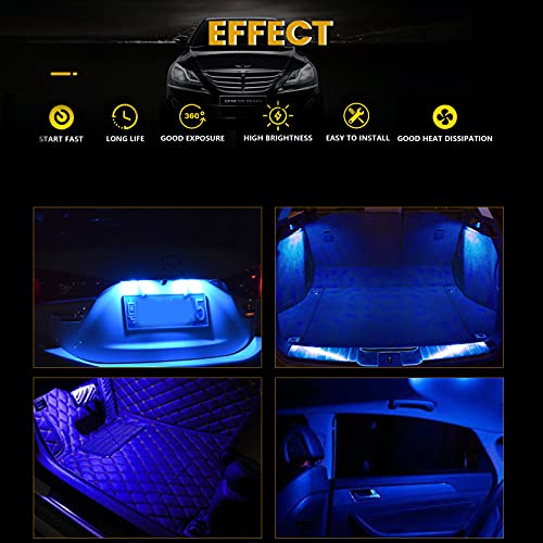 Everbright T10 194 Led Bulb 168 912 W5W 2825 Led Bulb For Car Interior Lights Dome Map Light Trunk Door Light Dashboard Bulb License Plate Light Lamp 5050 Chips 5Smd Dc 12V,Blue (Pack Of 20) #TOP4