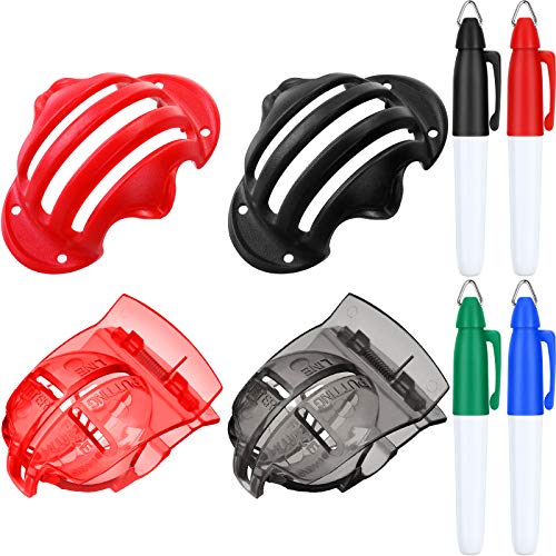 4 Pieces 2 Styles Golf Ball Line Liner Drawing Marking Alignment Kit Golf Ball Marker Putting Tool and 4 Pieces Golf Ball Marker Pen (Red, Black)