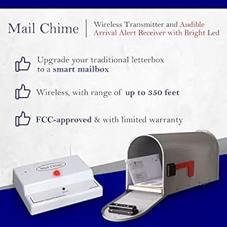 Mail Chime Mailbox Notification System – Mailbox Signal with Wireless Transmitter & Audible Arrival Alert Receiver with Bright LED Light