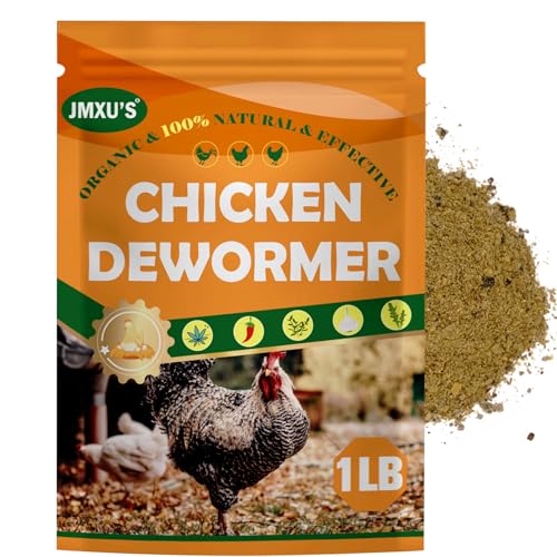 Jmxu's Chicken Dewormer Powder, All Natural Formula Poultry Dewormer, Safeguard Dewormer Powder for Laying Hens, Chicks, Roosters, Turkeys to Relieve and Prevent Worms, 1 LB