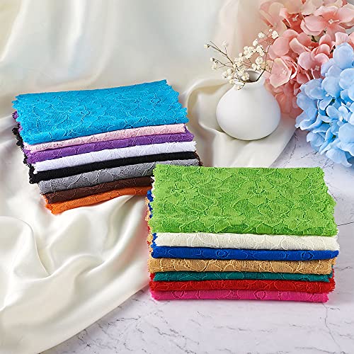 Fashewelry 15 Colors 6 Inch Elastic Stretch Lace Trim Floral Pattern Fabric Ribbon For Garments Dress Headbands Garters Crafts Appliques Wedding Bouquet Decorations Gift Wrapping, 1 Yard/Color #TOP5