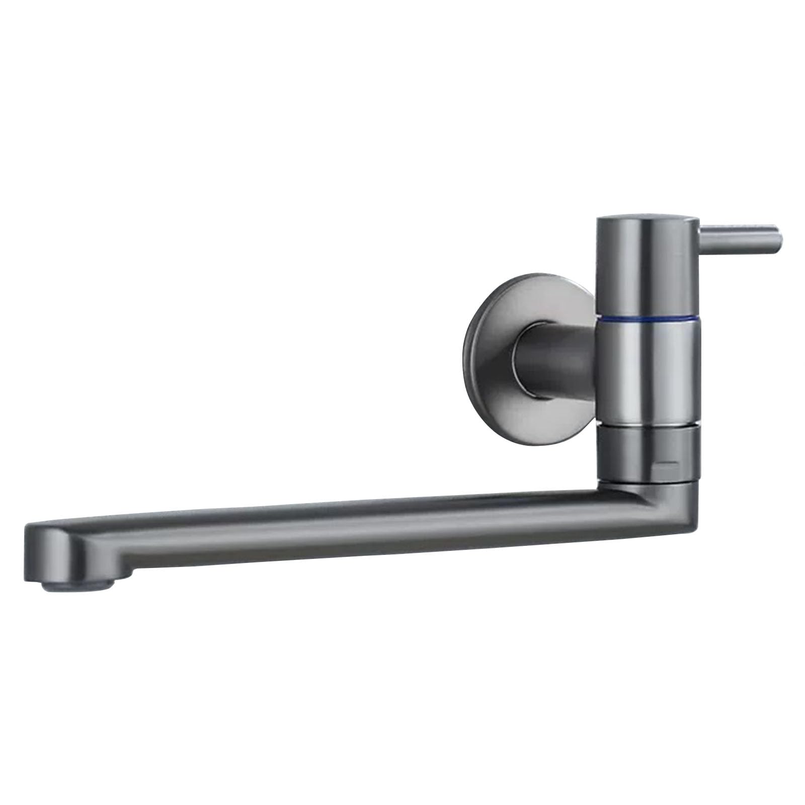 Grifo de latón gris para lavabo con caño largo giratorio de 25cm
