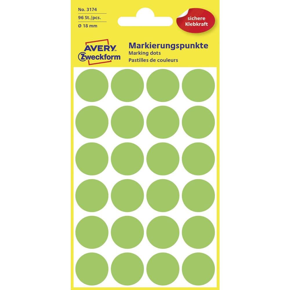 Avery Zweckform 3174 Coding Dots (96 Pieces Diameter 18 mm 4 Sheets Light Green