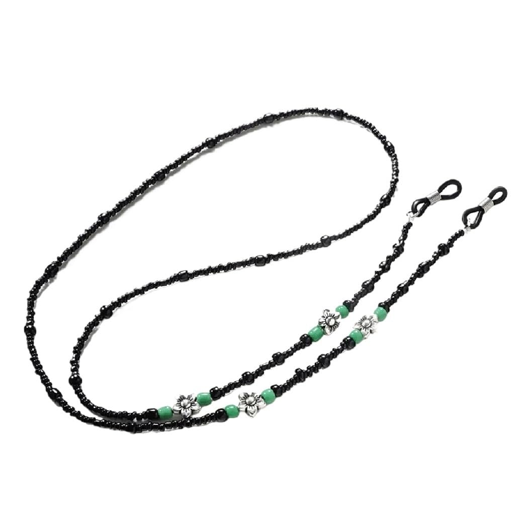 Cadena for Colgar Gafas con Cuello, Gafas con Cuentas, Tira de Cadena, Antideslizante y anticaída(Blue,White)