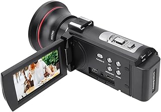 Câmera digital, câmera de vídeo controle remoto infravermelho HD tela sensível ao toque HDR-AE8 128G cartão de memória para sistema IOS(Padrão + lente grande angular de 0,39X + bateria)