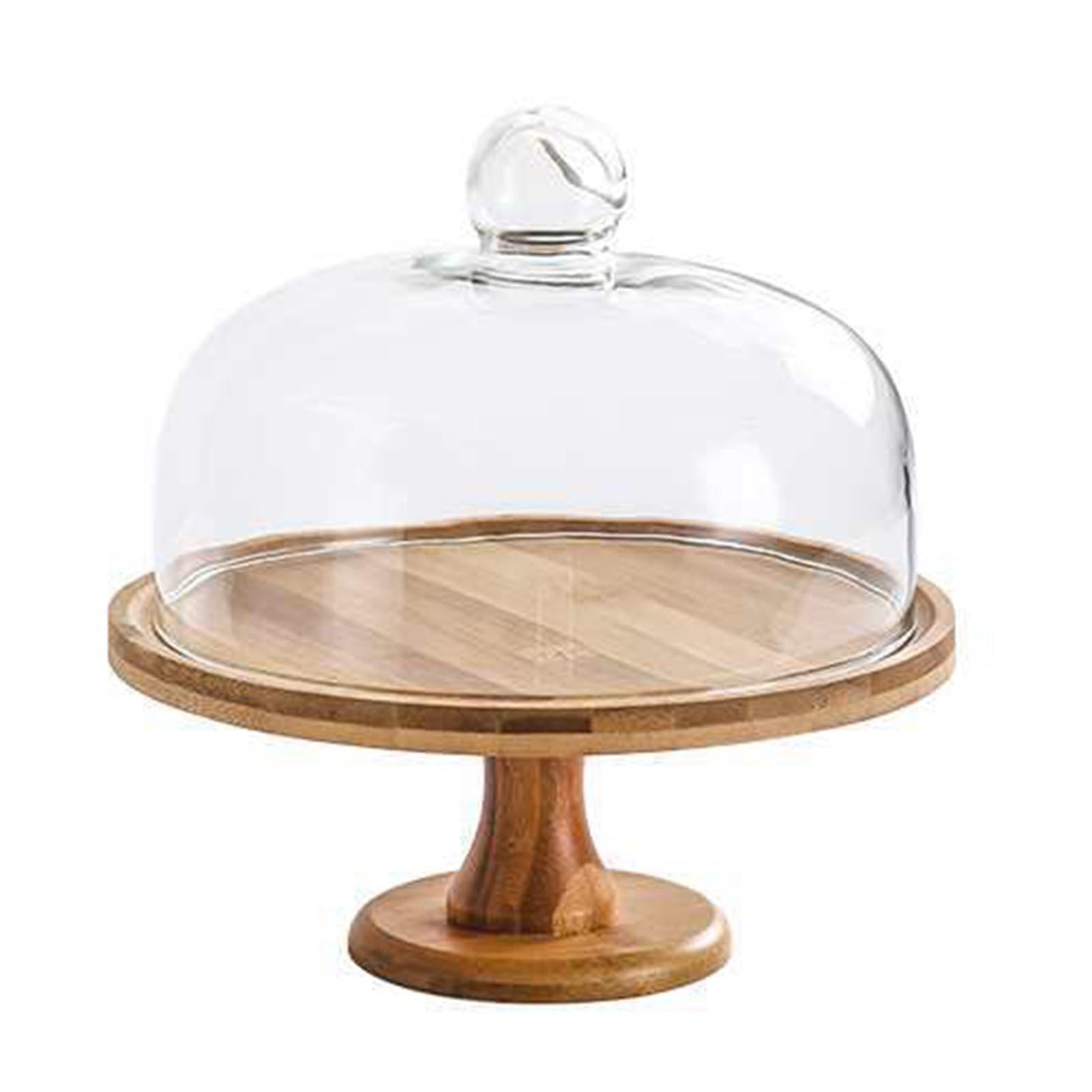 Présentoir à gâteaux en bois avec cloche en verre pour tartes et fromages