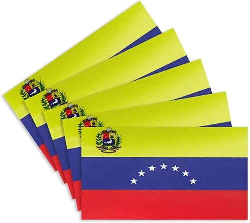 CANTENDO 5 calcomanías de bandera de Venezuela, calcomanías de vinilo reflectantes de bandera venezolana, para parachoques de ventana de automóvil,