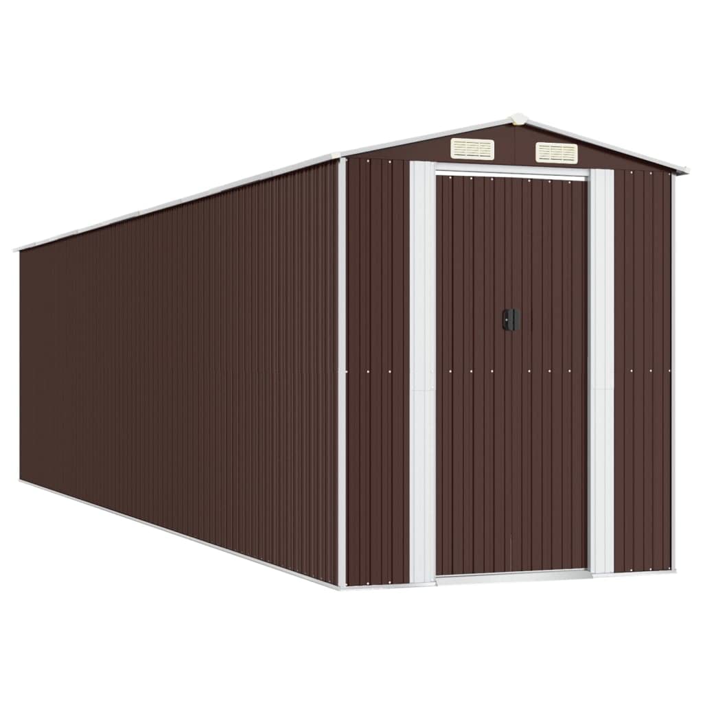 Générique Abri de Jardin Marron foncé 192x772x223 cm Acier galvanisé,Maison & Jardin,Pelouses & Jardins,Vie en extérieur,Structures extérieures,Cabanes & abris de Jardin,3147467