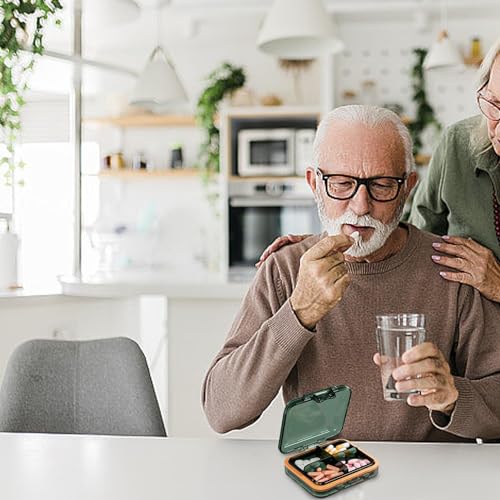 Pillenorganizer-dispenser, draagbare pillendoos - Compact klein dagelijks pillendoosje | Supplement- en visoliedoos met veiligheidsgrendel, zachte siliconen gesorteerde opbergdoos voor gemakkelijk mee - Afbeelding 4