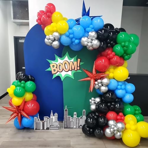 Image of Red Blue Yellow Green Black Balloons, Boy Birthday Video Game Party Balloon