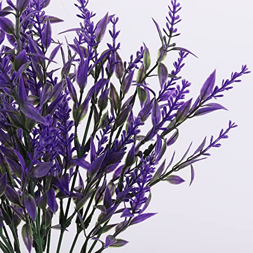 Artificial Plants Outdoor Artificial Lavender Flowers 12 Bundles Outdoor Uv Resistant Fake Flowers No Fade Faux Plastic Plants Garden Porch Window Box Decorating,Spring Decorations For Home(Purple) #TOP2