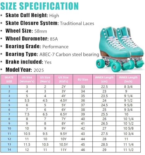PAPAISON Roller Skates for Women and Men, Deluxe 2 Layer Microfiber Leather Double Row-Classic Roller Skates for Girls, Professional Outdoor Indoor Quad-Skates for Kids & Adults - Thumbnail 6