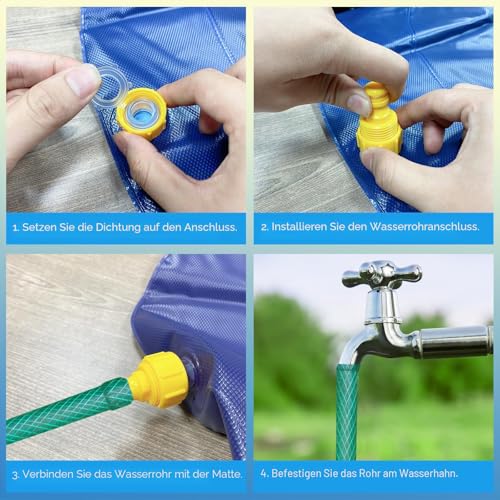 Jsdoin Hunde Pool -100cm aufblasbarer Hund Splash Hunde Pool, klappbarer verdickter Outdoor Hund Sprinkler Spielmatte für Sommer Garten Strand Hinterhof Sprinkler Wasser Spielzeug (blau)