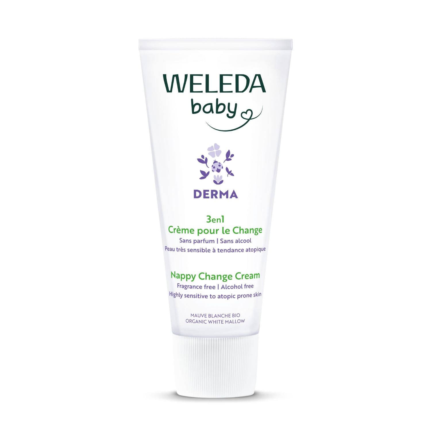 WELEDA - Crème pour le Change Mauve Blanche - Protège, régénère et apaise les irritations du siège des bébés - Peaux très sensibles ou à tendance atopique - NATRUE* - 50 ml