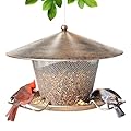 Samhe Bird Feeder for Outdoor, Rainproof Weatherproof Metal Hanging Wild Bird Feeder with 9.8" Roof 3 LBs Seeds Capacity, Easy to Clean & Refill