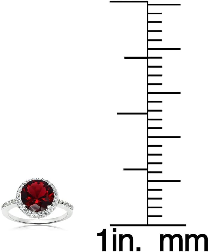 Ice Gems Sterling Silver Simulated Garnet and Cubic Zirconia Round Halo Ring