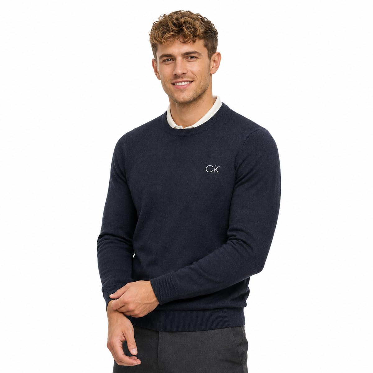 Calvin Klein Hombre Cuello Redondo Tour Suéter Jersey - Armada Marl - M