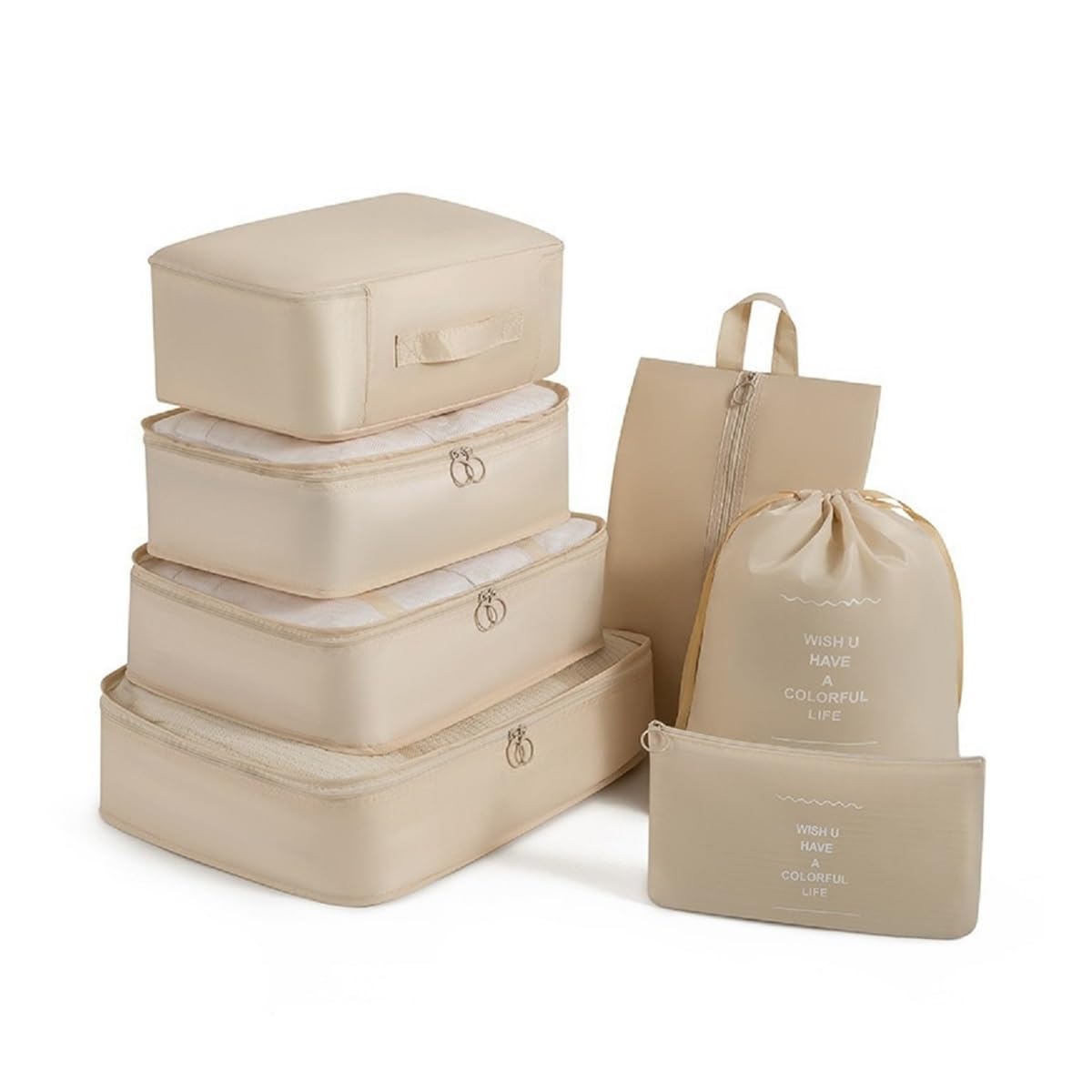 7-teilige Reise-Aufbewahrungstasche, tragbare Tasche, trendige Tasche, faltbar, Aufbewahrung, Handtasche, Verpackungsbox-Set, praktisch für Reisen (Blau, 2 Stück)