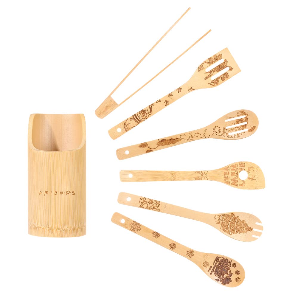 7Pcs Xmas Wooden Spoons Spatula Set, Christmas Themed Cooking Utensils, Wooden Bamboo Cookware Spoon Set, Kitchen Gadget Kit ,Chef Present Funny Idea Decor