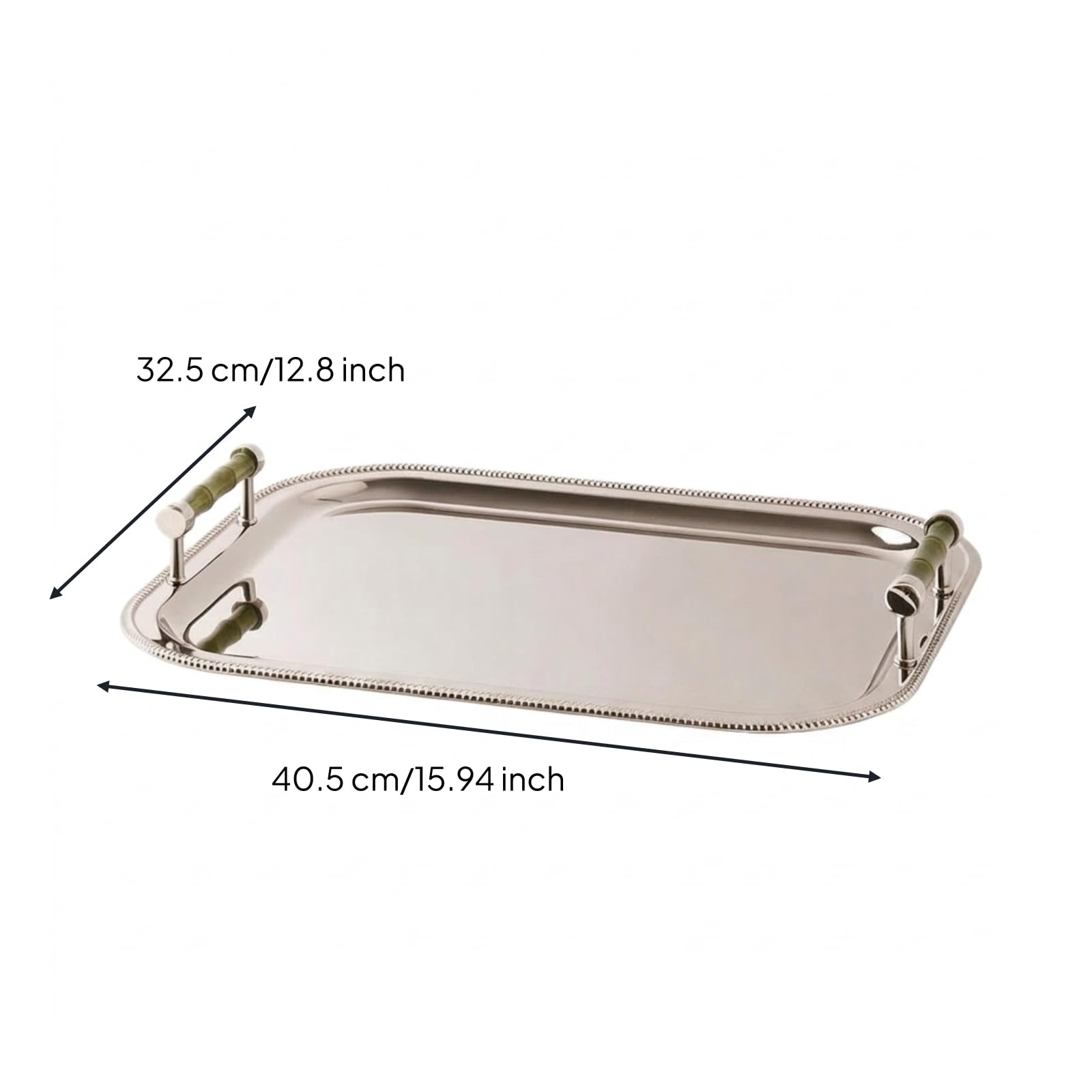 predolo Banja Rectangular con Bambú Plata Banja Acero Inoxidable con Morno Acero Inoxidable para Tocador, Verde Esmeralda, 40.5 32.5 H5.9cm