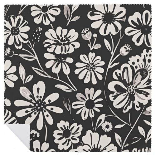 Servilletas de Tela con Estampado Floral Blanco y Negro 6 Piezas miniatura 6