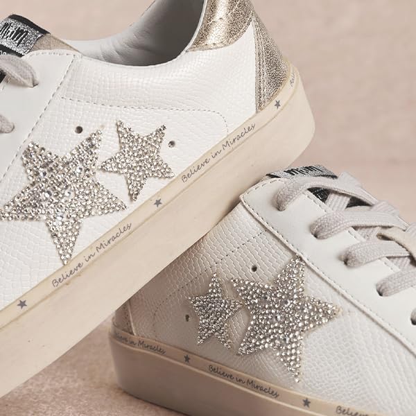 Mi.iM Gaby Women's Star Sneakers - Snake Print Suede Lace-Up Fashion Shoes with Rubber Sole