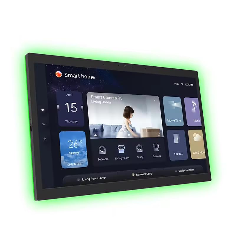 Image of 2026 New 15.6 Inch Smart Home Dashboard Control Panel Wall Mounted Android 14 POE Tablet, Touch Screen Display, LED Ambient Lighting (Black Color)