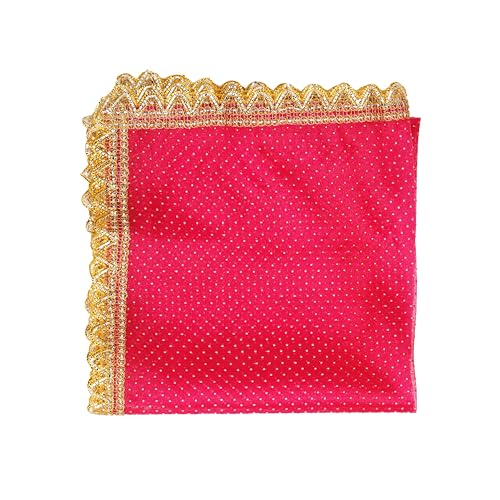 Decorative Chunari Backdrop Artificial Silk Pooja ChunriChunni Indian Traditional Festival Decoration Chunr MATA Ki Chunri for Statue Chowki Aasan Mat Poster Frame(Size:-36 Inch X 18 Inch)(Pink)