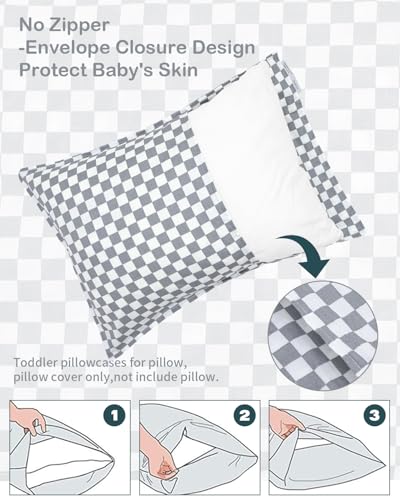 Image of ALVABABY Toddler Pillowcases 2 Pack Organic Cotton Kids Pillow Cover Fit 13 inchx 18 inch or 12 inchx28 inch Envelope for Girl Boy Sleepy Travel 2TPW34A
