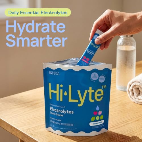 Image of Hi-Lyte Daily Essentials Electrolytes Quick Sticks, Variety Pack, 16 Ct | Zero Sugar, Non-GMO, Vegan, Gluten-Free, No Maltodextrin, Keto-Friendly, Blended in USA
