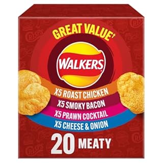 Walkers Meaty Variety Multipack Crisps Box 20x25g, Red