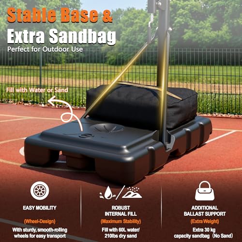 Image of Cofiyard Basketball Hoop Outdoor with 44&48&54 Inch Shatterproof Backboard,10FT Height Portable Basketball Hoop with Sandbag, Adjustable Basketball Goal with Wheels