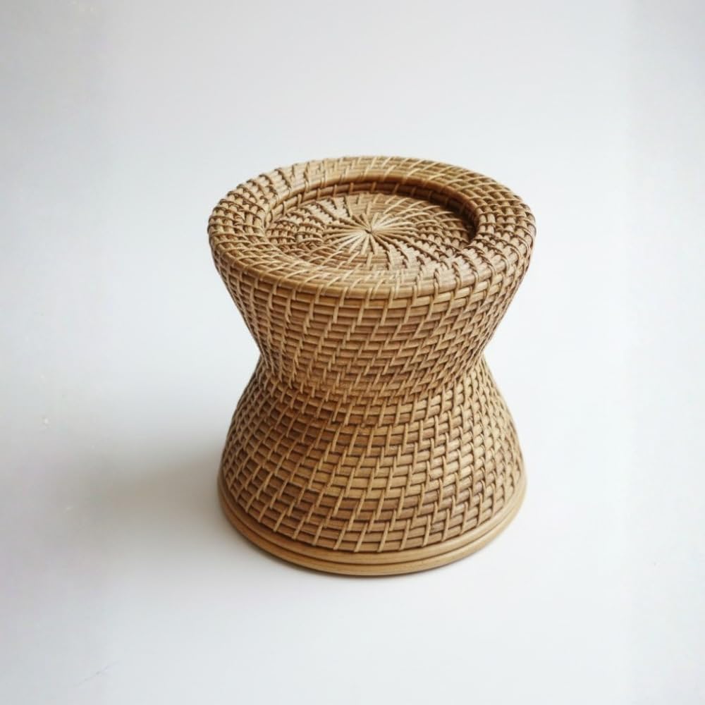 Handwoven Canewood Mudda Stool, Natural Rattan Wicker | 36x36 cm, Traditional Indian Seating | Indoor | Outdoor | Living Room-image-5