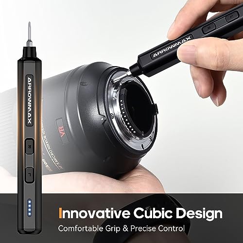 Electric Screwdriver- Am Arrowmax Cordless Precision Screwdriver Set With 28 Magnetic Precision Bits, Rechargeable Portable Repair Tool Kit For Electronics Laptops Glasses Clocks (Ses Mini), Black #TOP3