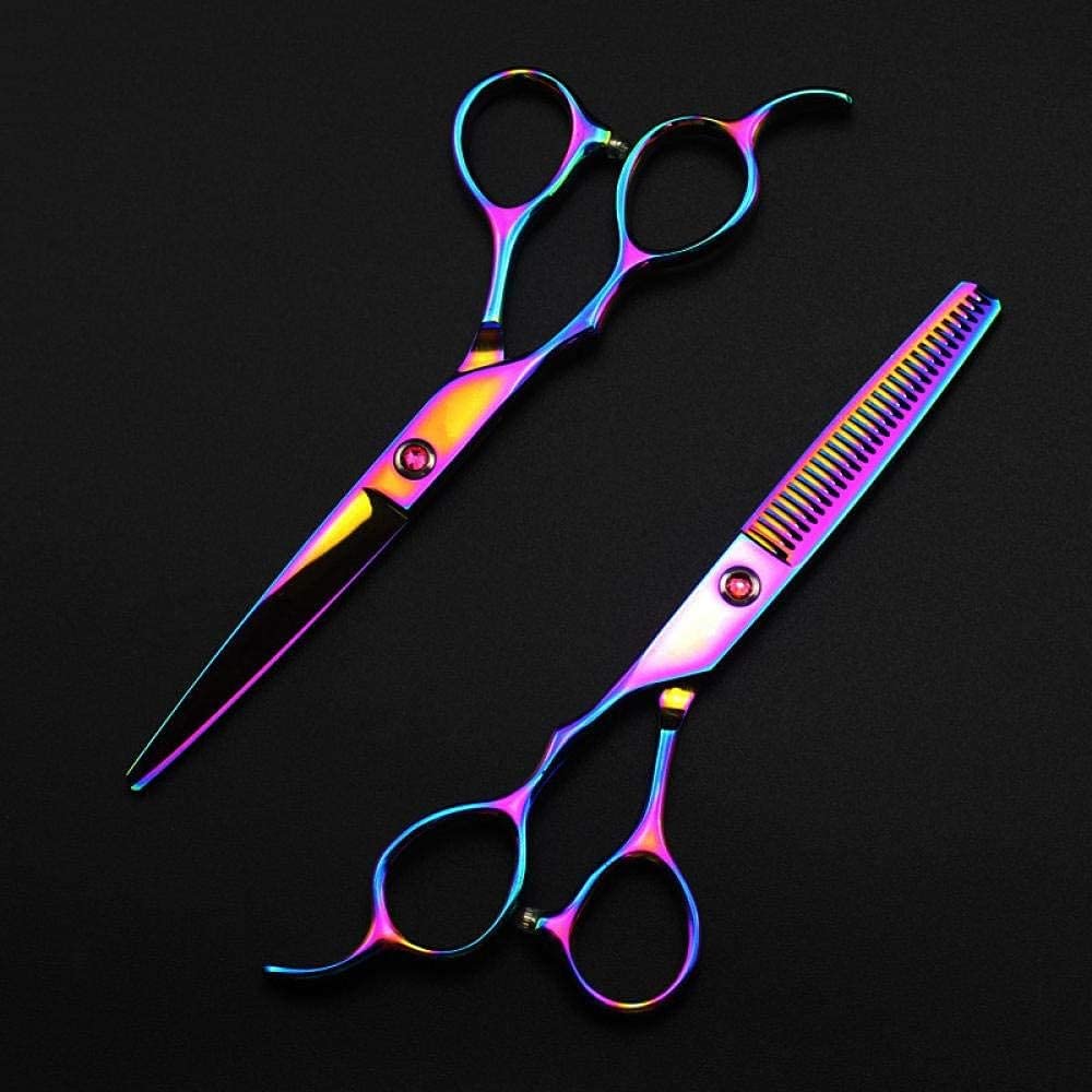 Ciseaux de Coiffure 5 Couleurs 440c pour gaucher, kit de Coupe 6 Pouces pour effiler Les Cheveux (Vert, Taille Unique) (Ensemble)