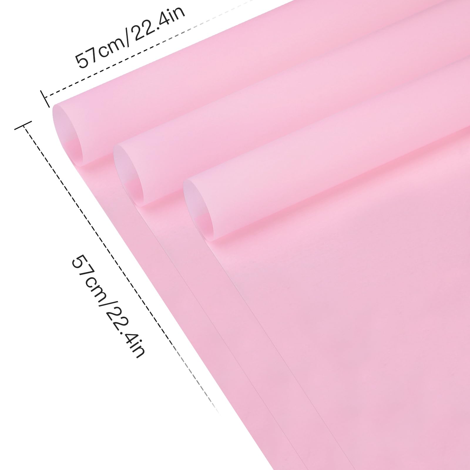 WRAPAHOLIC 20 arkuszy papieru do pakowania kwiatów – 56,9 x 56,9 cm, czysty jasnoróżowy, wodoodporny papier do pakowania bukietów kwiatowych, artykuły do kwiaciarni, papier do pakowania na ślub