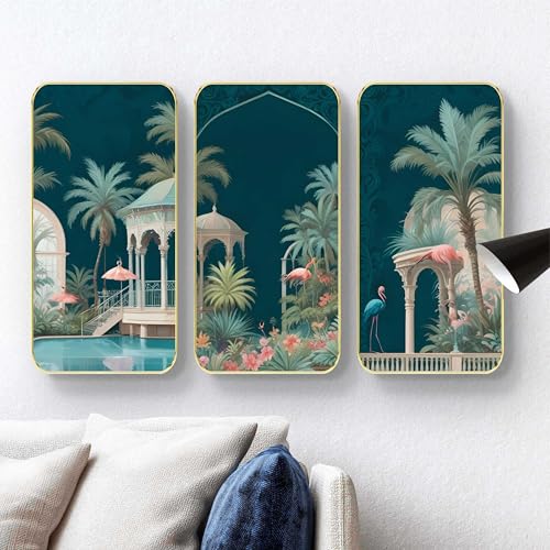 Image of Livin'luxe Set of 3 Flamingo modern art Boho painting Premium Framed Laminated Wall paintings for living room, bedroom, home decoration, wall decoration 20 inch x 30 inch SP-30