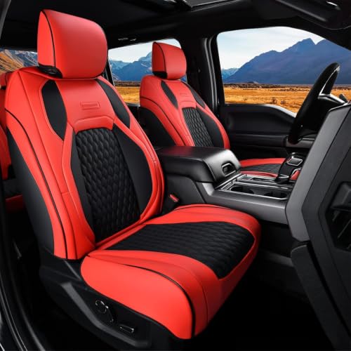 Image of Coverado Seat Covers Full Set for Jeep Wrangler 2 Door, Waterproof Car Seat Covers for Truck Automotive Seat Covers Custom Fit for 2013-2017 Jeep Wrangler JK Seat Covers, Red