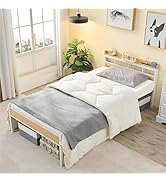 Amazon｜VECELO ベッドフレーム シングル 2口コンセント&USB充電付き