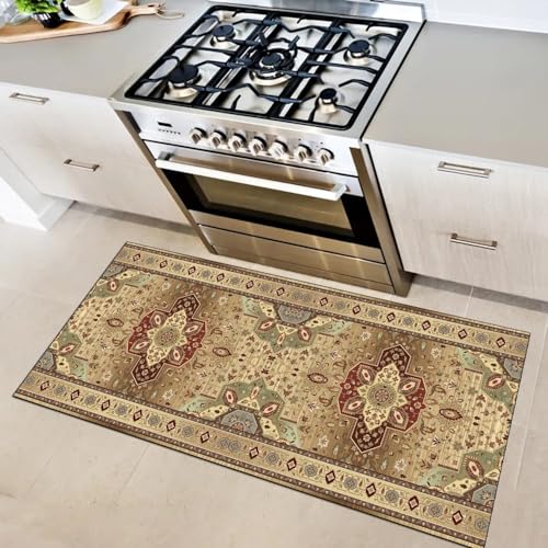 Alfombra para cocina lavable pasillo vintage marron 70x280 cm 2